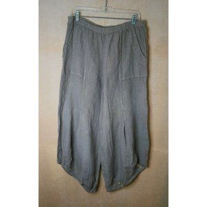 Meo Meli Italian Linen Wide Leg Button Accent Pants